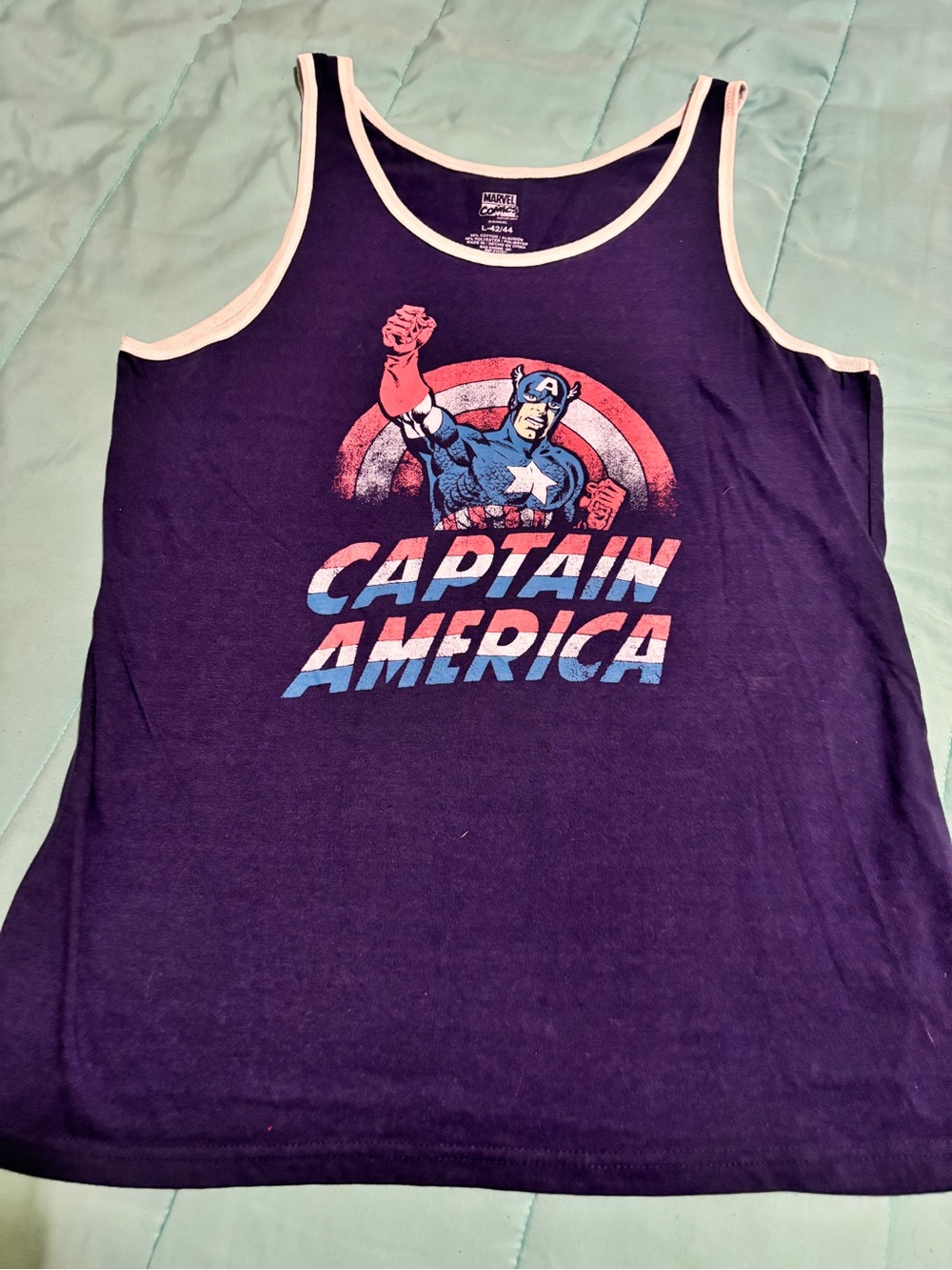 Marvel Captain America Navy Graphic Tank with White Trim large 42/44